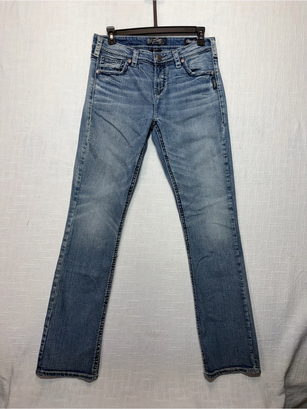 Women's Silver Suki Classic High Baby Boot Jeans Size 30/L33 Light Faded